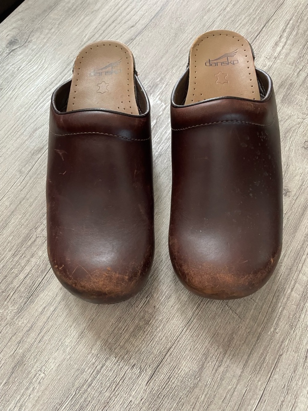 Dansko Brown Leather Slip-On Clogs